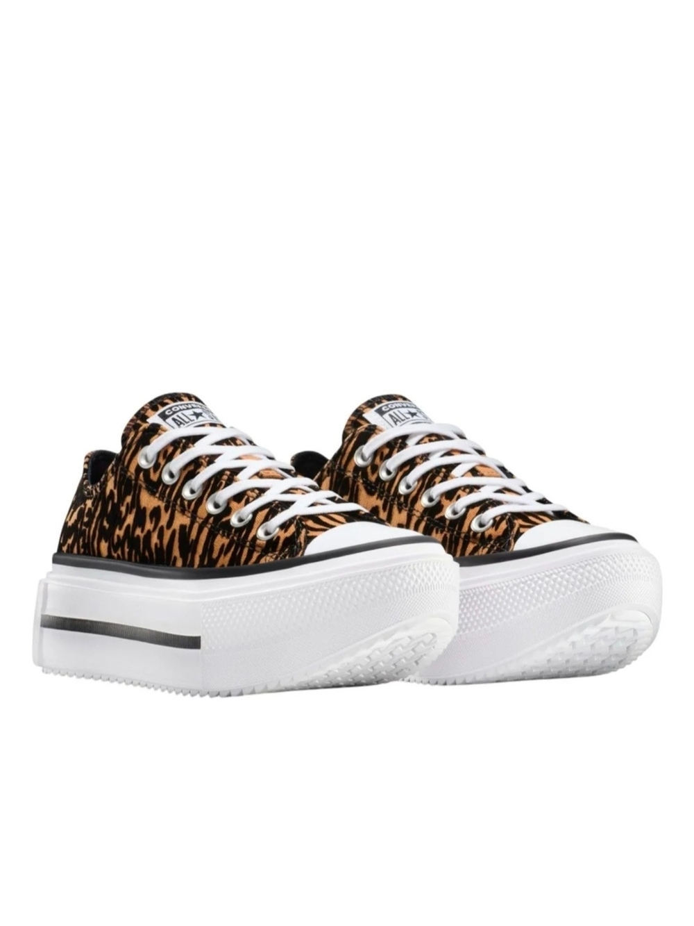 Converse Chuck Taylor All Star Lift Double Stack Low-Top Sneaker - Leopard 10 - Picture 4 of 11